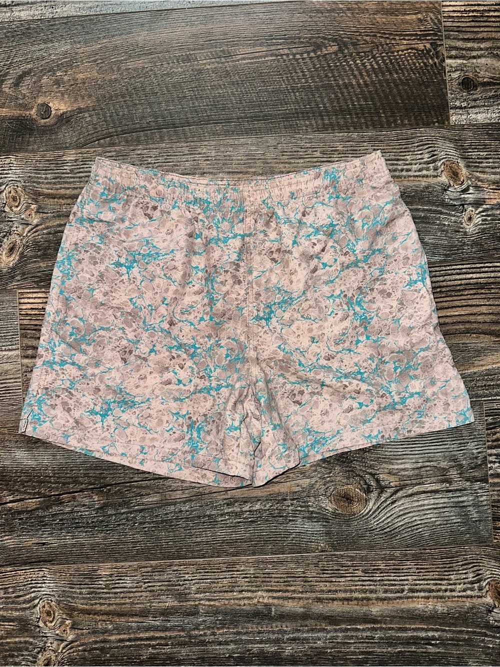 TNA light beige/pink & Teal Floral Elastic Waist Athletic Gym/Yoga/Run Shorts